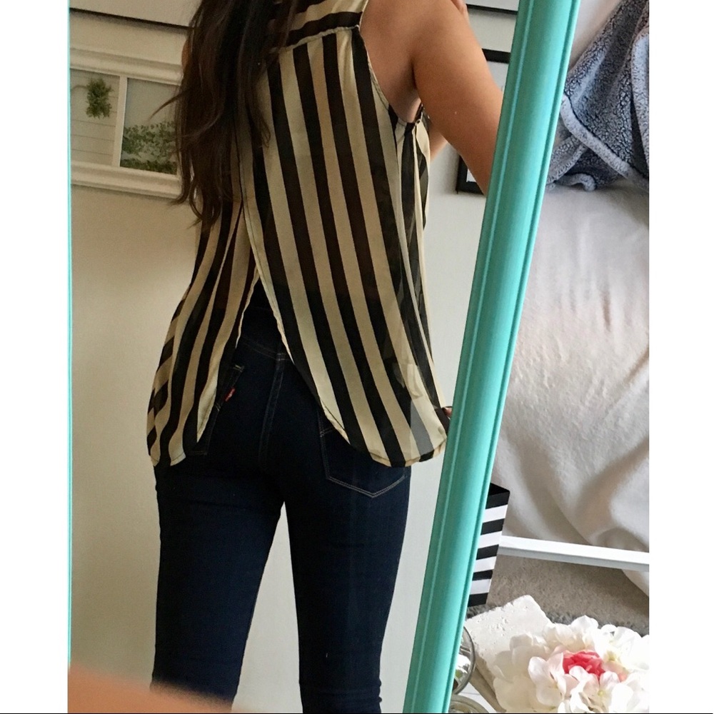 Striped Sheer Open-Back Tank - Picture 3 of 4